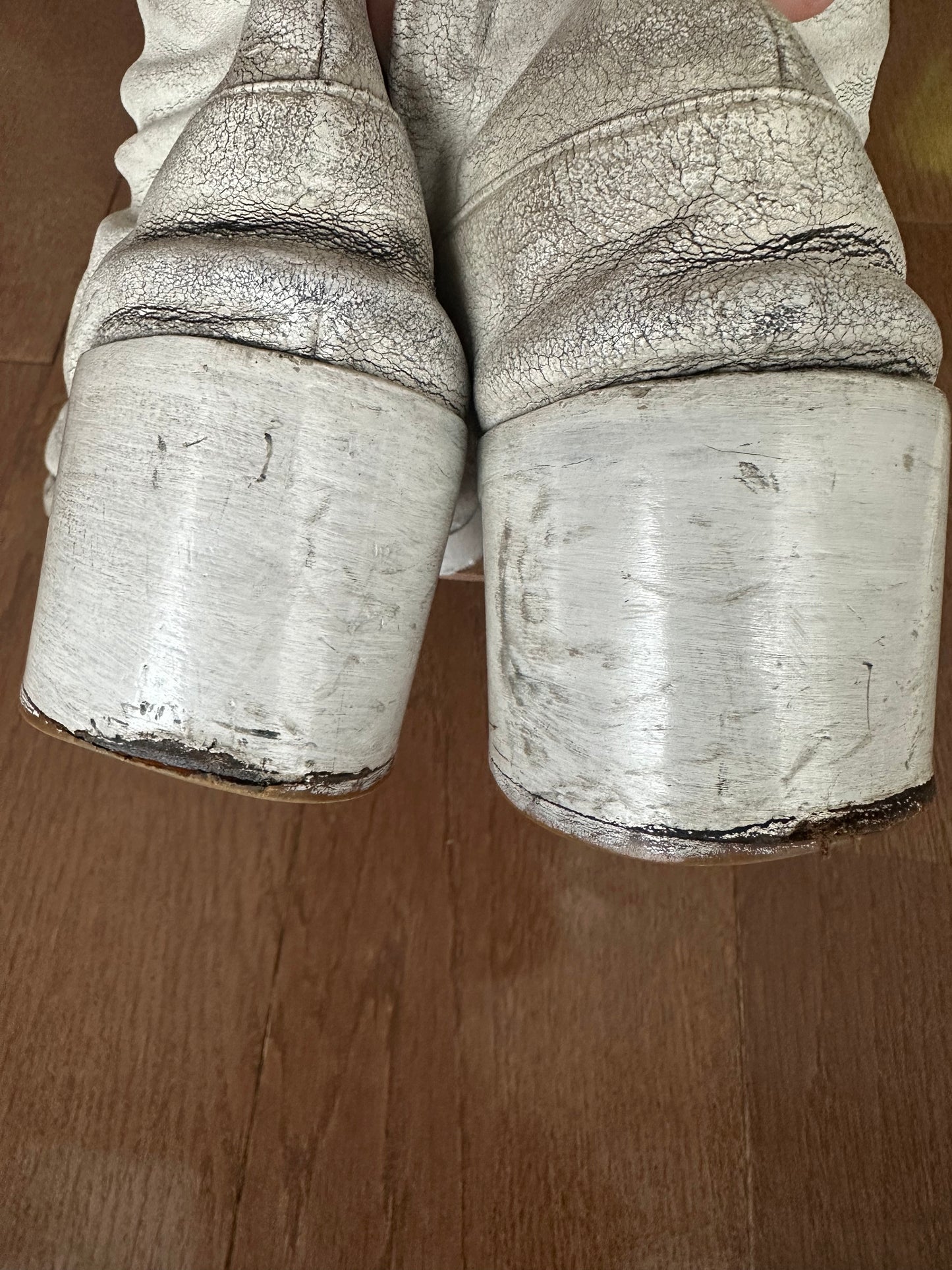 Maison Margiela Gray Painted Tabi Heel Boots