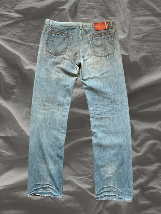 JILSANDER Distressed Denim Pants Indigo Size XL