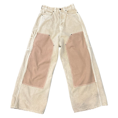 BALENCIAGA Washed Beige Double Knee Baggy Pants Size XS