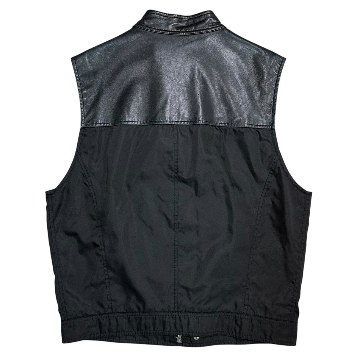 PRADA 1996 Archive Leather Nylon Docking Vest Black Size M
