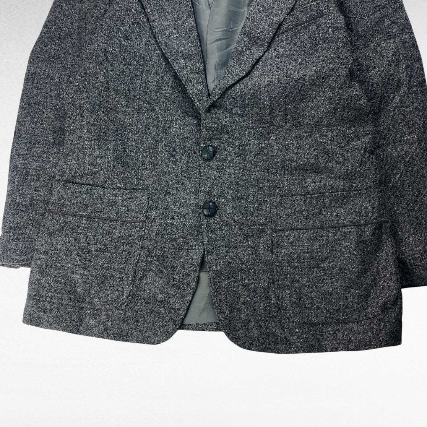 Harris Tweed Wool Tailored Jacket Gray Size M