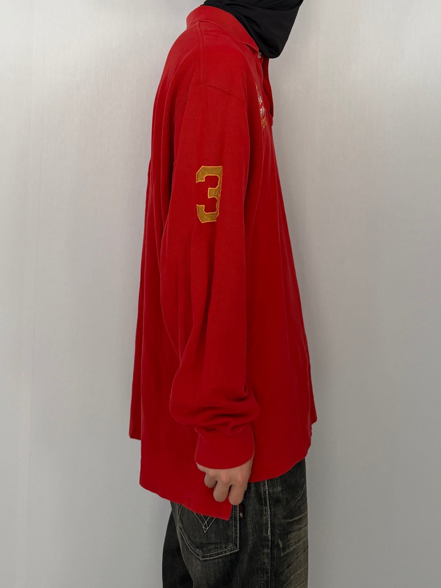 Polo Ralph Lauren Red Number Polo Shirt Size L
