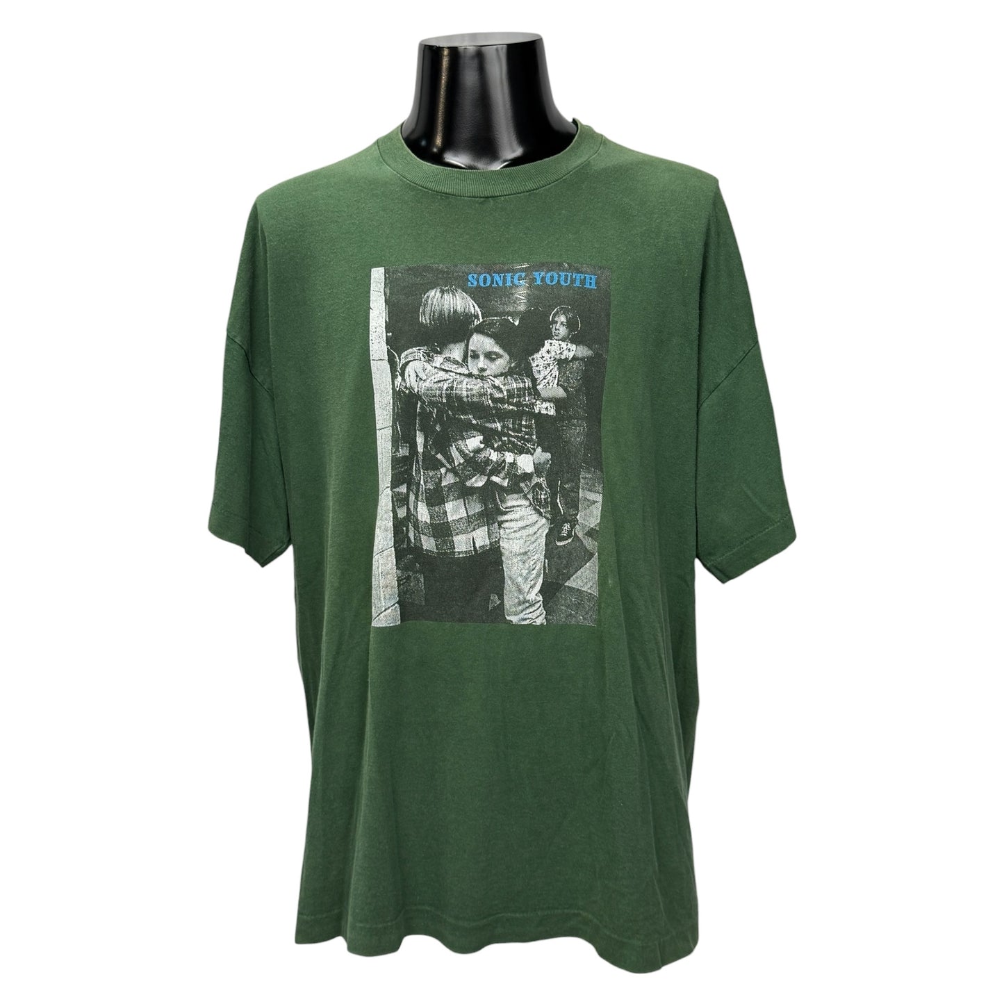 SONIC YOUTH 90s "DANCING KIDS" Green Vintage T-Shirt Size XL