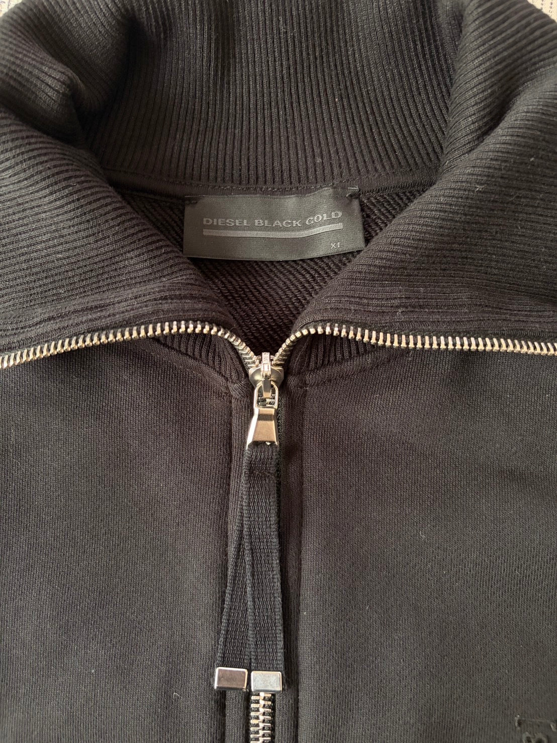 DIESEL BLACKGOLD Cotton Quilted Half-Zip Sweatshirt Size XS