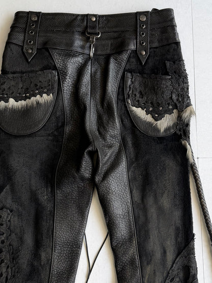 1vfudie S12 Distressed Leather Pants