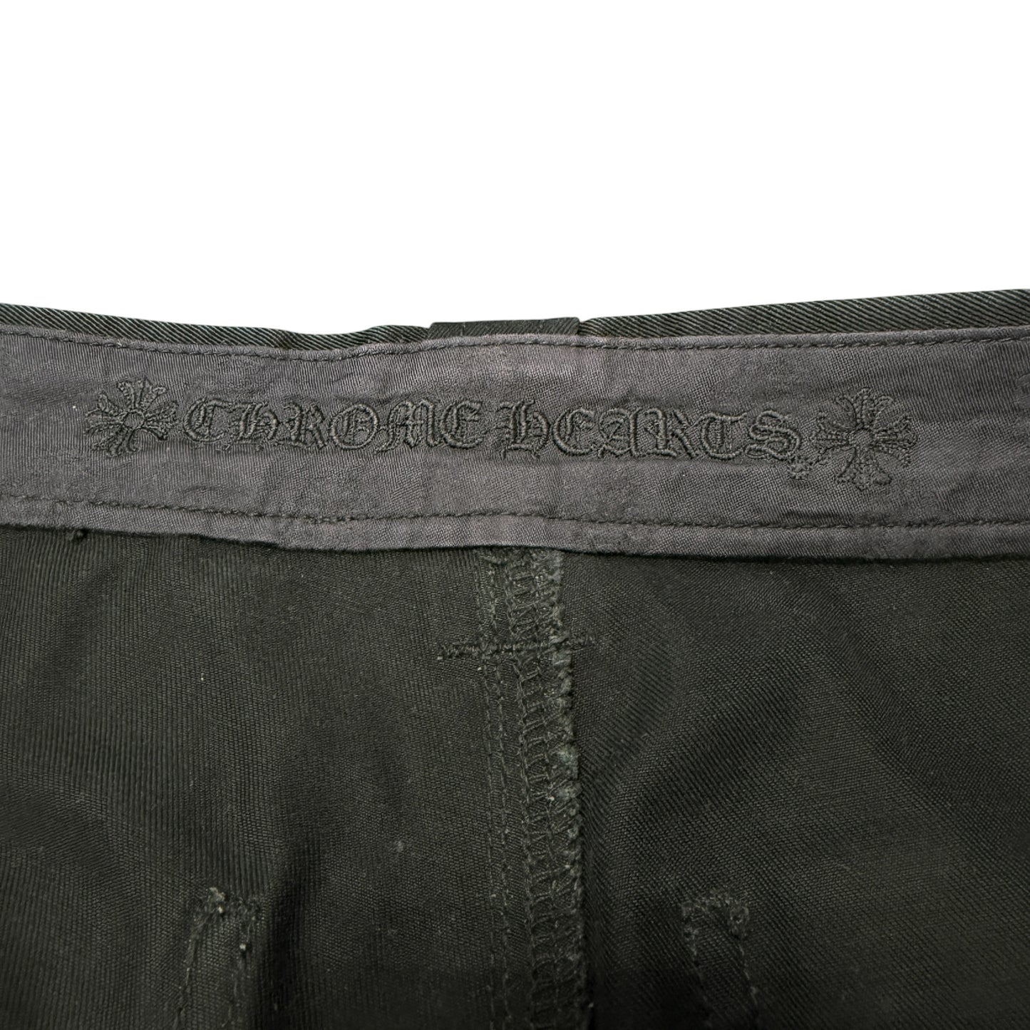 CHROME HEARTS Black Silver 925 Double Work Pants Size 32