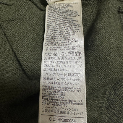 DIESEL Olive Green Cotton Panel Knit Sweater