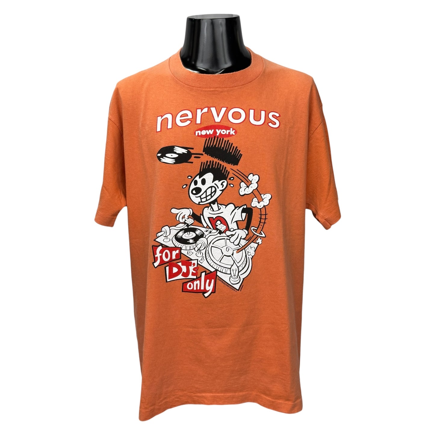 NERVOUS RECORDS 90s For DJ's Only T-Shirt Orange Size XL
