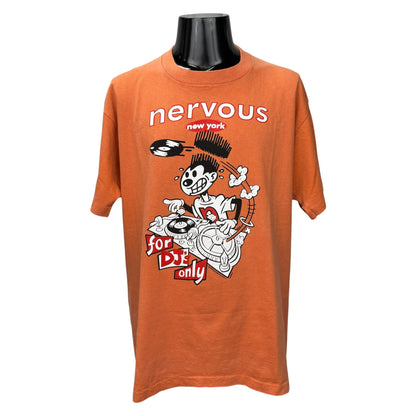 NERVOUS RECORDS 90s For DJ's Only T-Shirt Orange Size XL