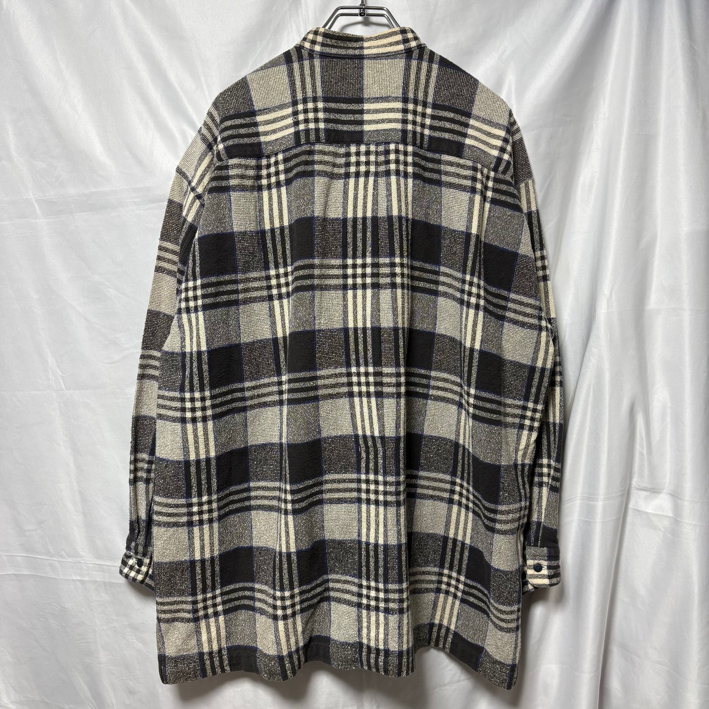 ISSEY MIYAKE 90s Cotton Check Band Collar Shirt Size L
