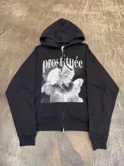 Japanese Brand "prostituee" Black Zip-Up Hoodie Size M