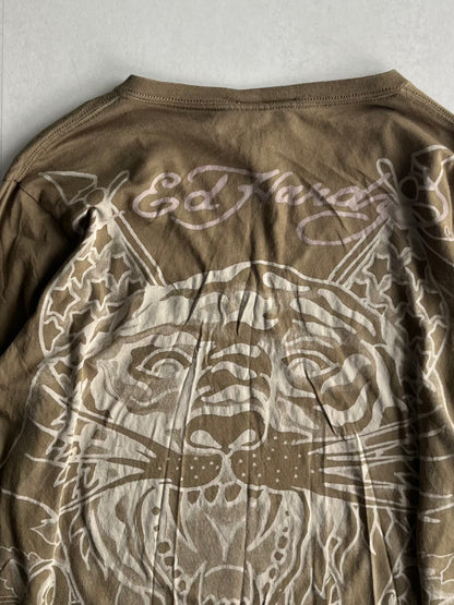 Ed Hardy Green V-Neck Sequin Long Sleeve Shirt Size L