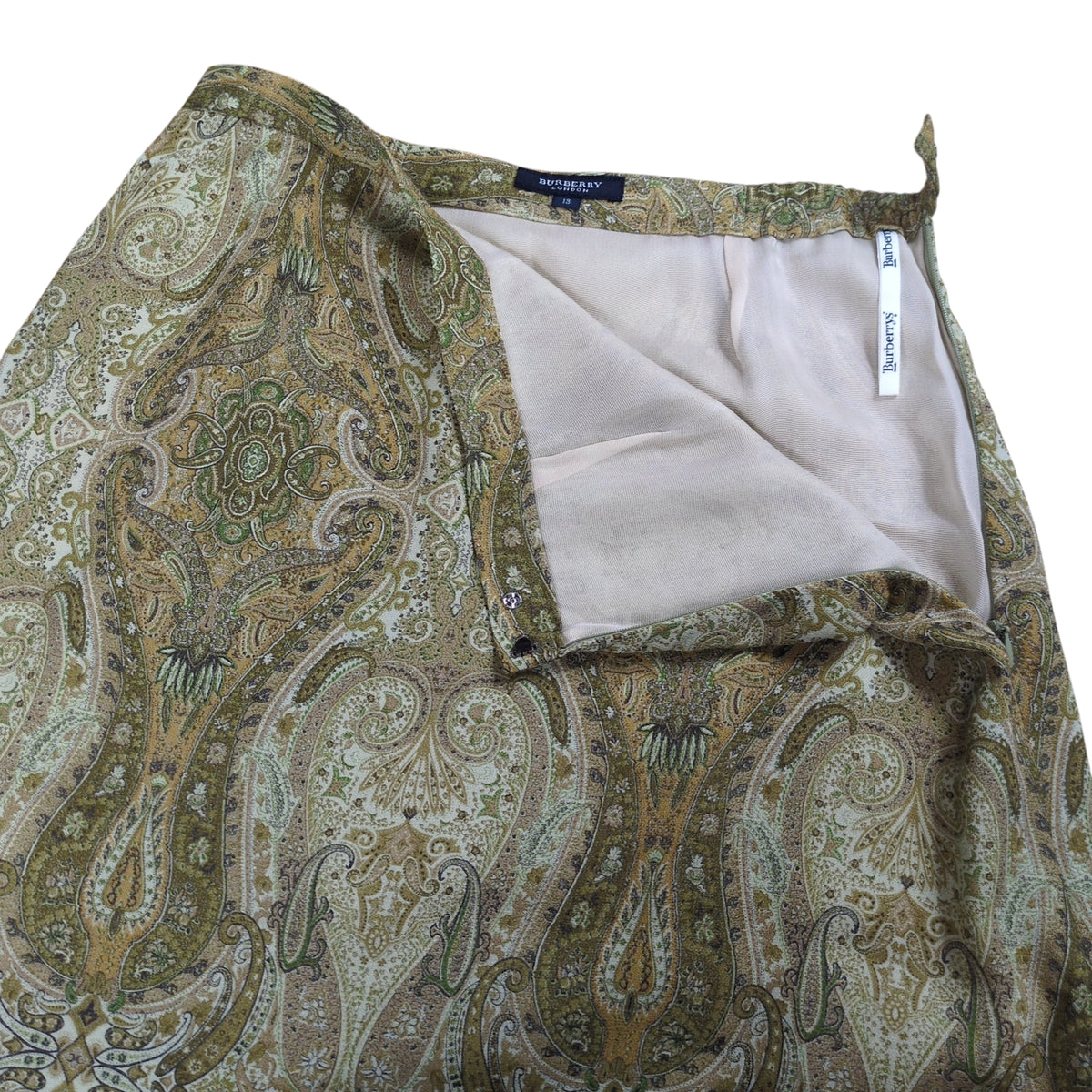 BURBERRY LONDON Paisley Linen Blend S/S Shirt Green Size 13
