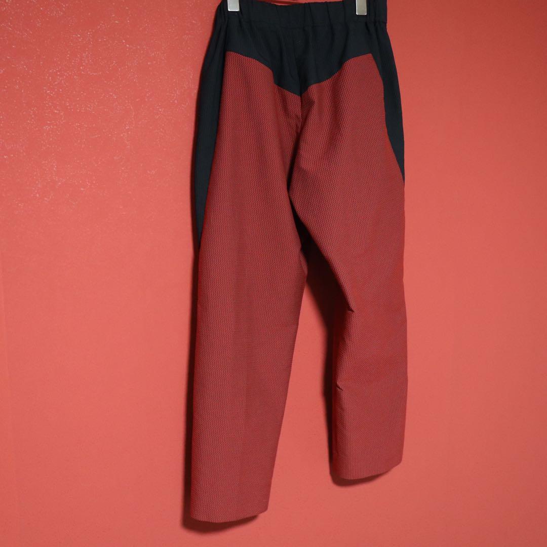 Issey Miyake Red Black 3D Zig Zag Tuck Pants