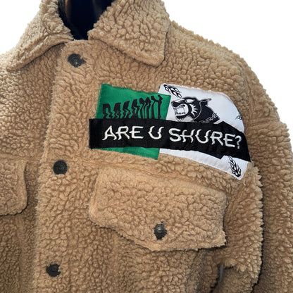 DIESEL Patchwork Boa Fleece Jacket Check Lining Size XS