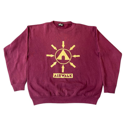 AIRWALK 90s Wine Red Fleece Lined Sweatshirt Size L