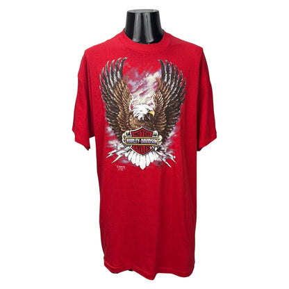 HARLEY-DAVIDSON 80s 3D Emblem Eagle T-Shirt Red Size XL