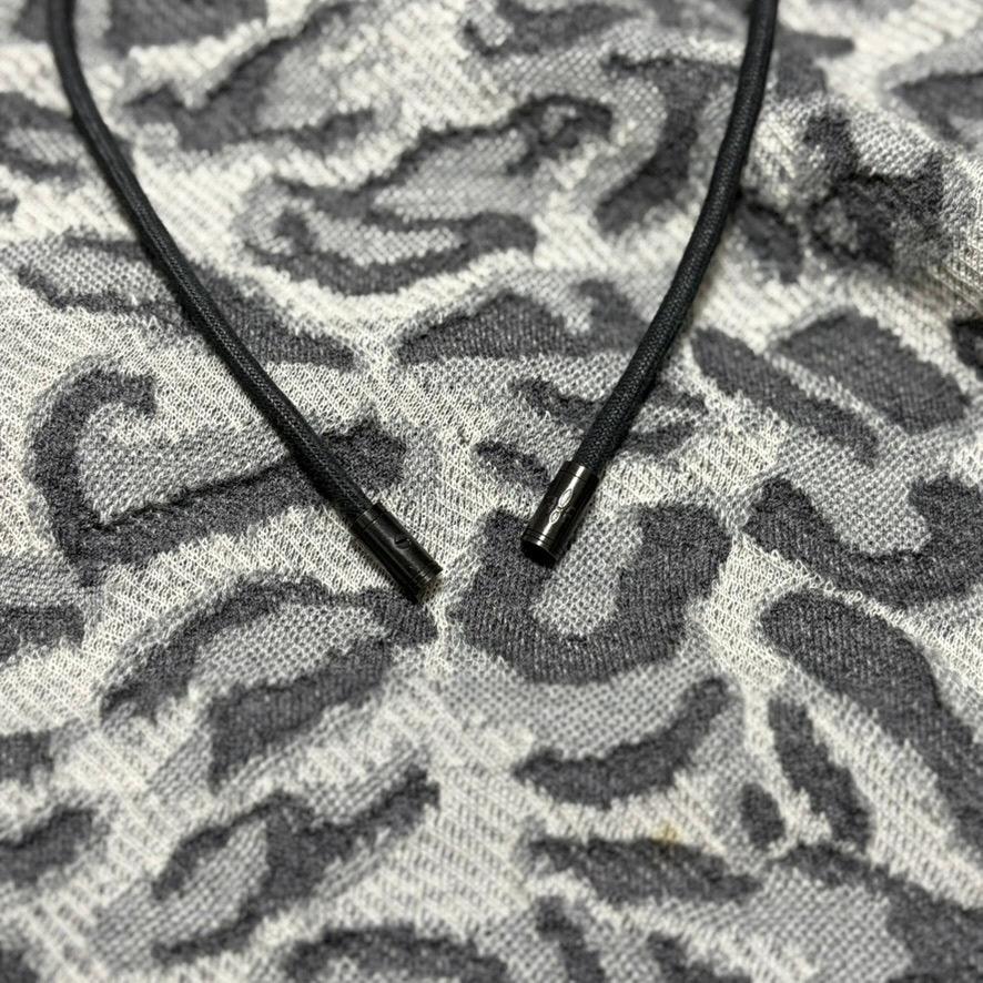 FACTOTUM Gray Wool Leopard Print Pullover Hoodie Size 44