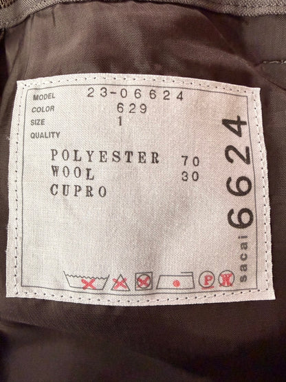 sacai AW23 Polyester Wool Curved Flare Pants Beige Size 1