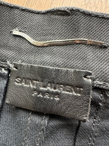 Vintage Saint Laurent Style Black Knee Crush Skinny Jeans