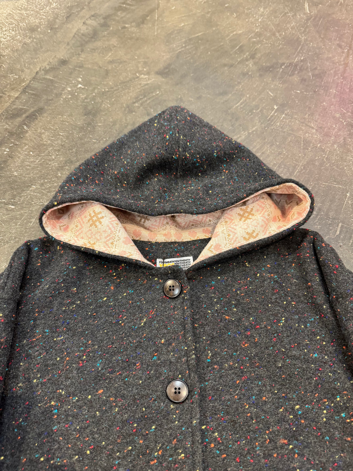 YOUTH BATH Gray Hooded Button Up Shirt Size S