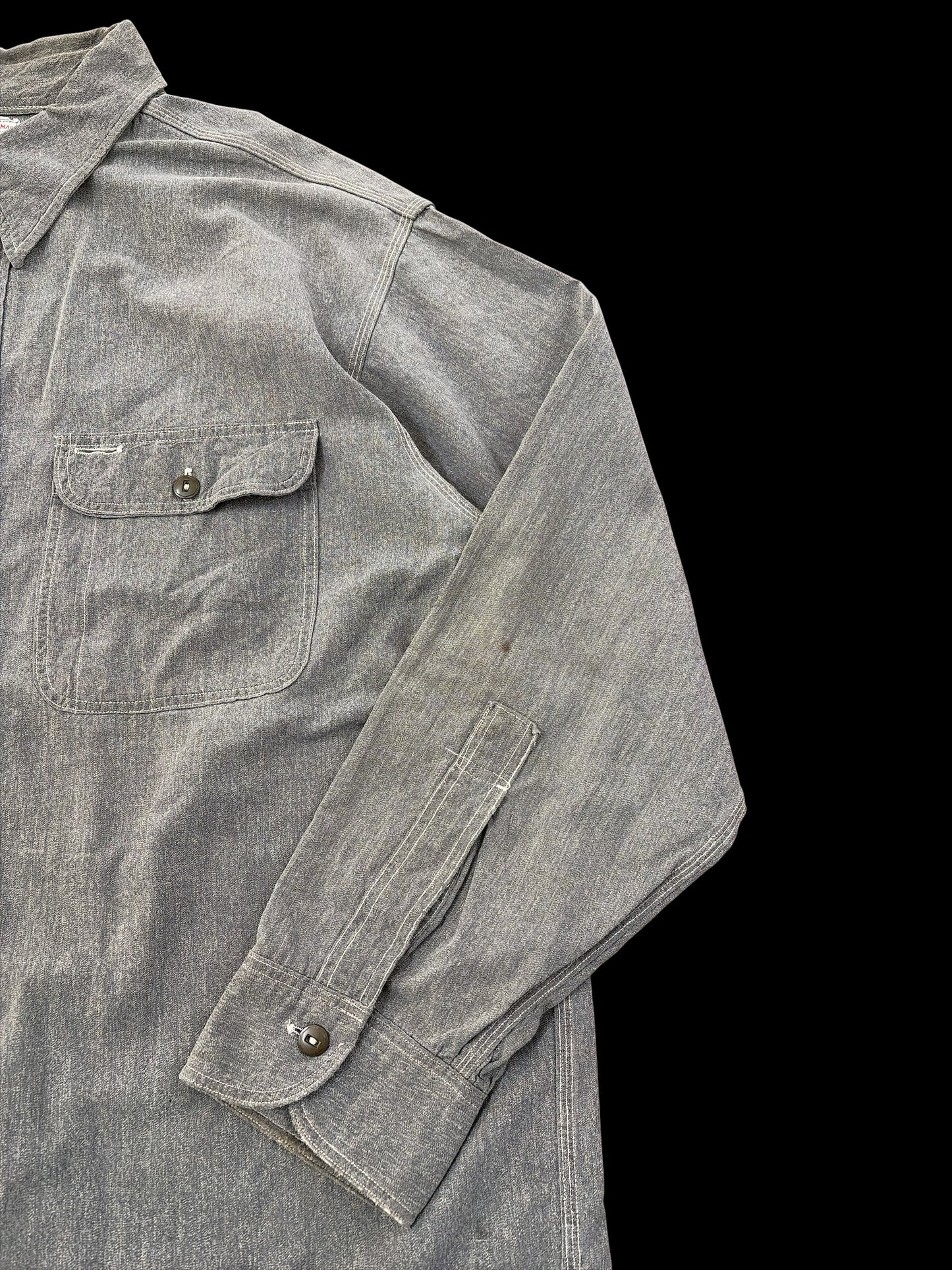 SUPER BIG-MAC 40s Black Chambray Shirt Size XXL