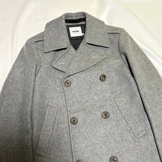 FACTOTUM Gray Wool Melton Pea Coat Size 44