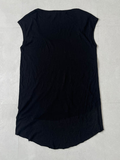 Helmut Lang Black Cotton Rayon Asymmetric Tank Top Size P