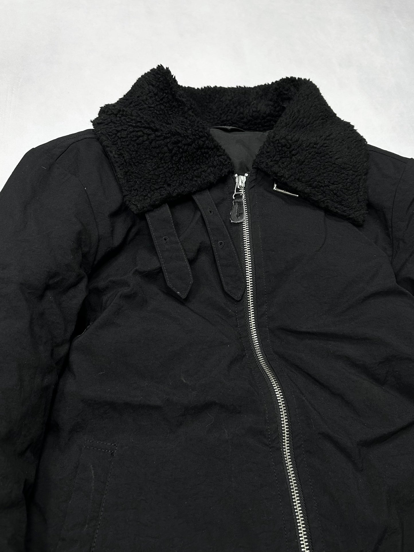 wjk black chin strap partial boa jacket F/W2017 Size 2