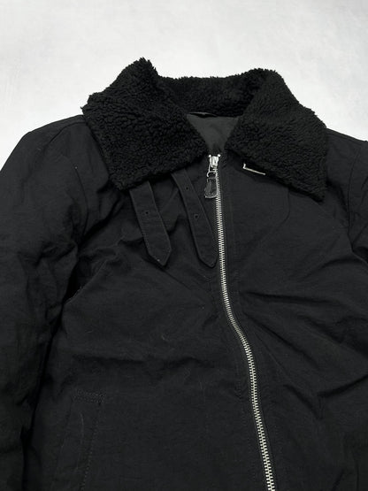 wjk black chin strap partial boa jacket F/W2017 Size 2