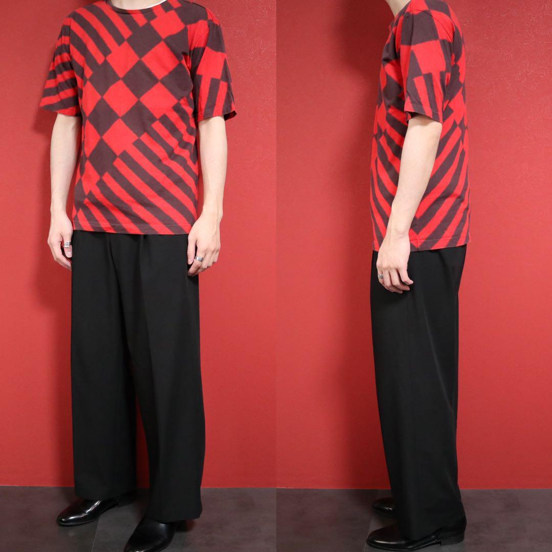 Issey Miyake Bleached Tie-dye Stripe Check T-Shirt Size 2