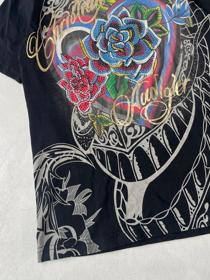 Christian Audigier Black Sequin T-Shirt Size M