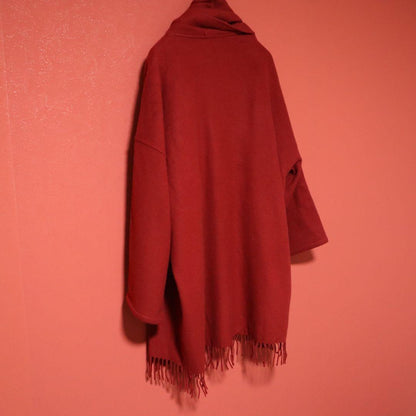 Salvatore Ferragamo Red Cashmere Poncho Cardigan Size FREE