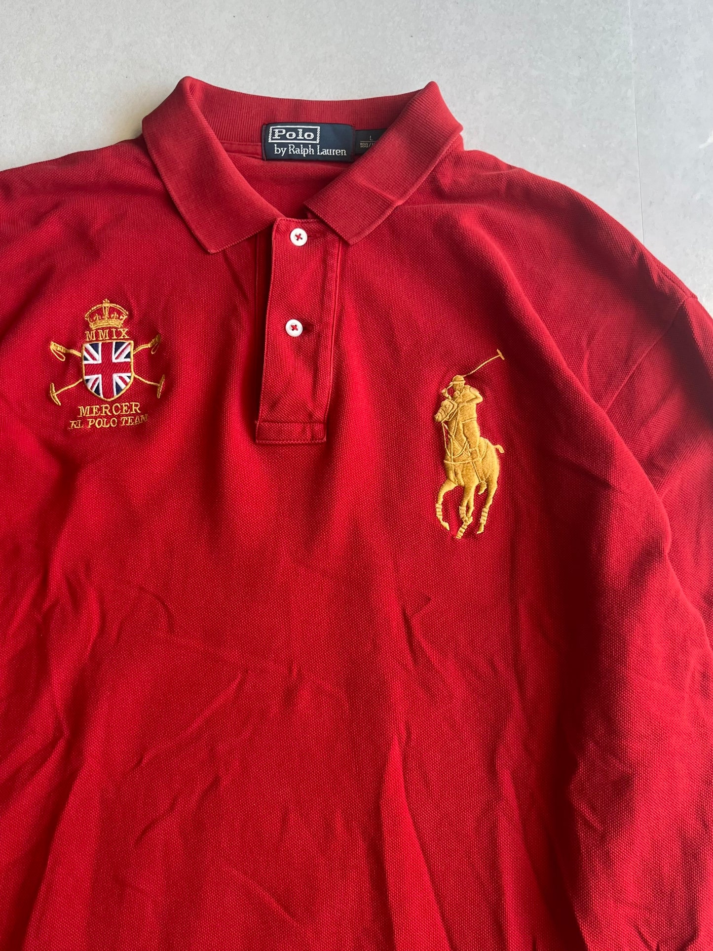 Polo Ralph Lauren Red Number Polo Shirt Size L