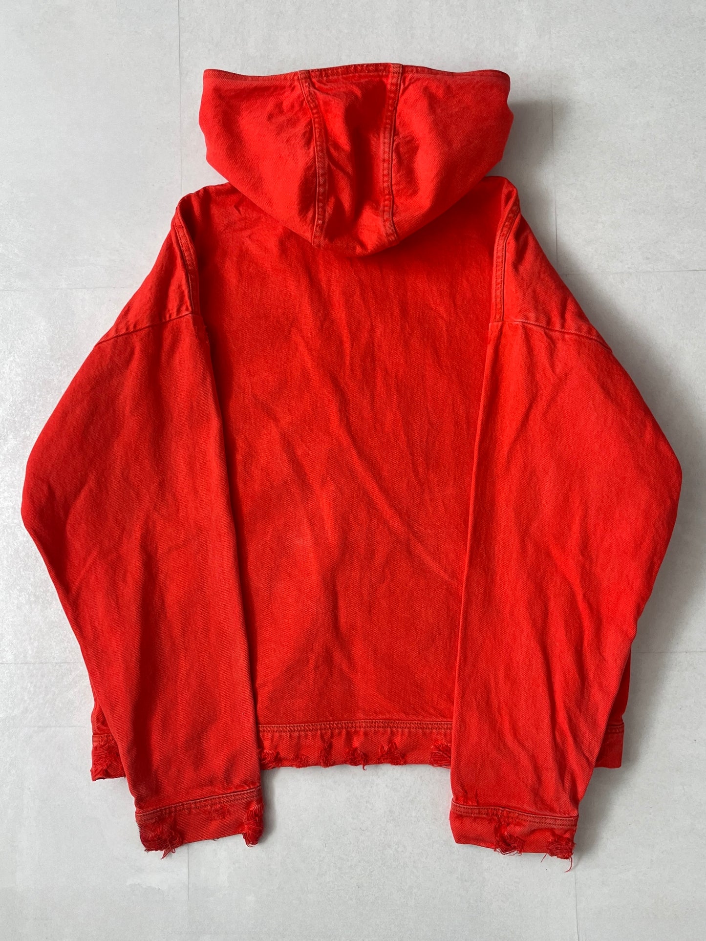 424 Red Damaged Zip Hoodie Size L