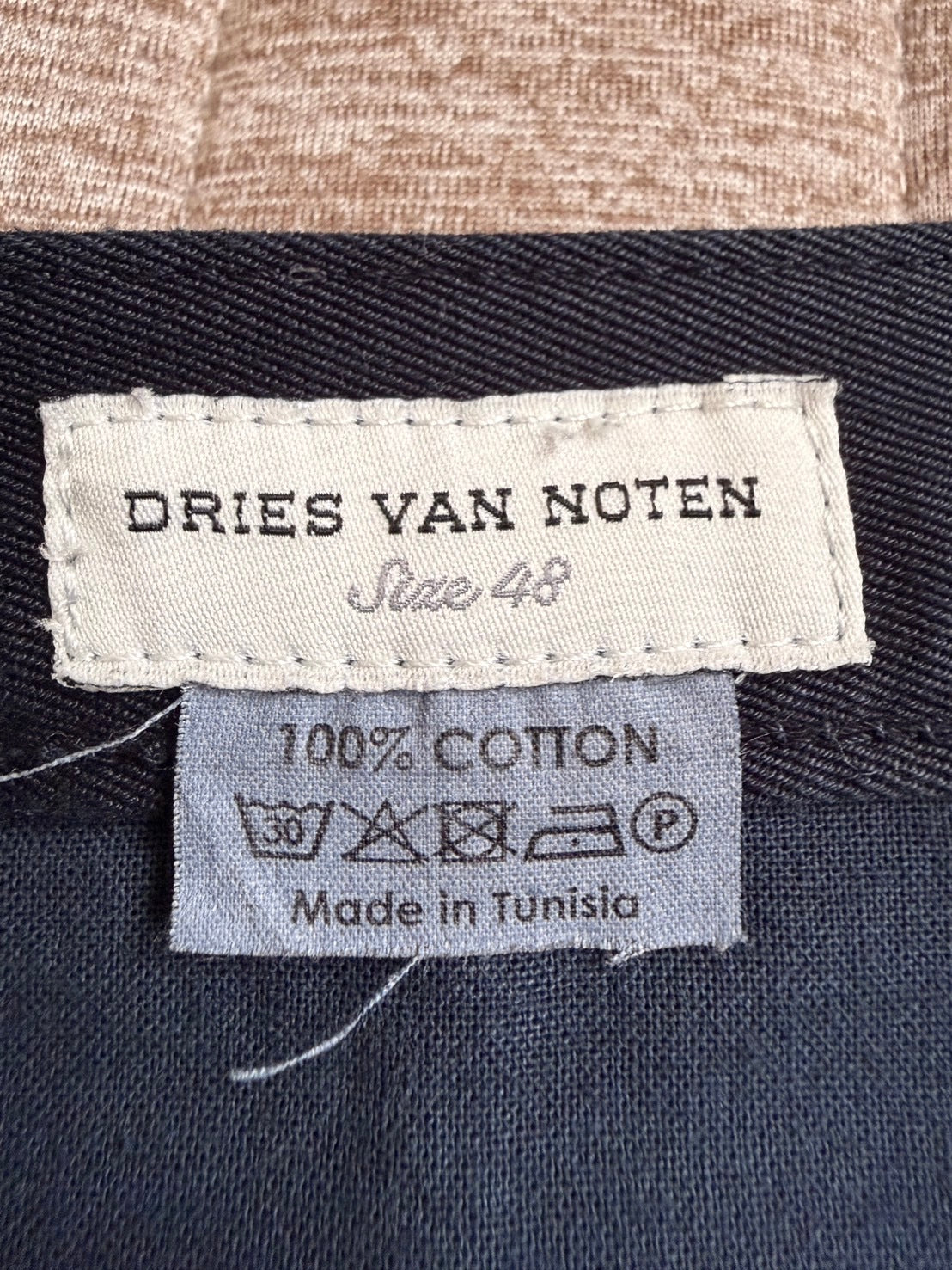 DRIES VAN NOTEN Cotton Deformed Back Rise Pants Navy Size M