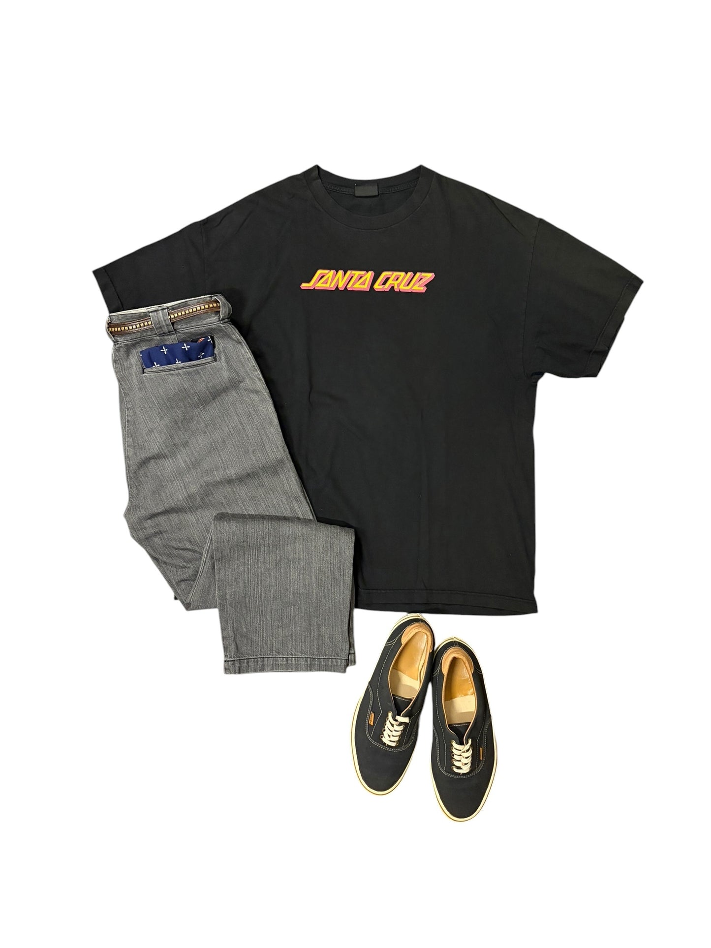 SANTA CRUZ Y2K Strip Neon Logo T-Shirt Black Size XXL