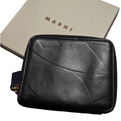 MARNI Round Zipper Leather Wallet
