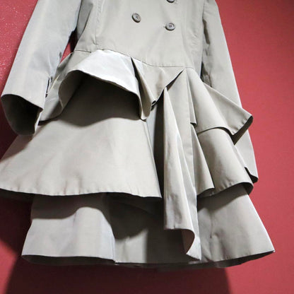 Miu Miu Beige Reconstructed A-Line Frilled Trench Size 42