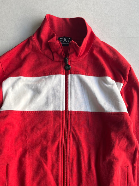 Emporio Armani Red Cotton Track Jacket Size S