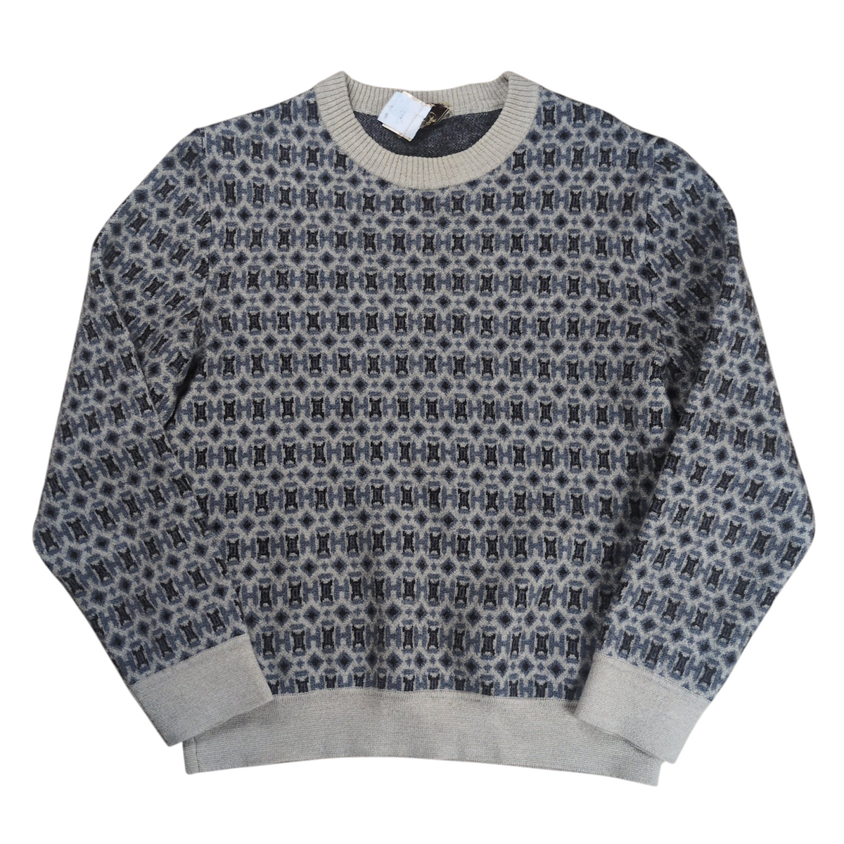 HERMES All Over H Logo Wool Sweatshirt Gray Size L