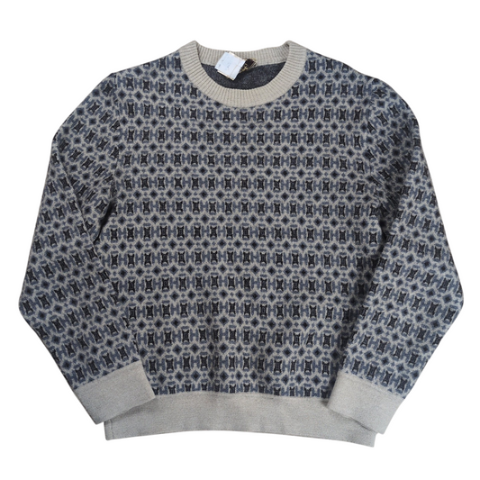 HERMES All Over H Logo Wool Sweatshirt Gray Size L