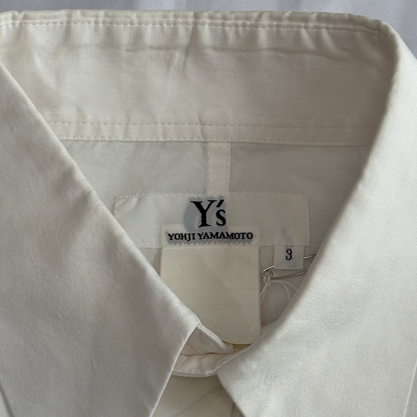 Y's 80s-90s White Cotton Flare Design Shirt Size 3