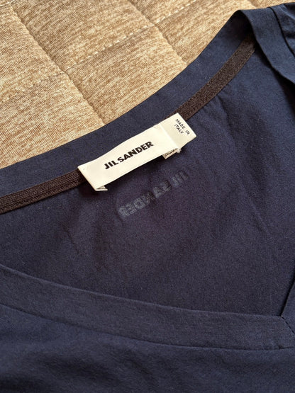 JIL SANDER SS14 Cotton Irregular Sweatshirt Navy Size L