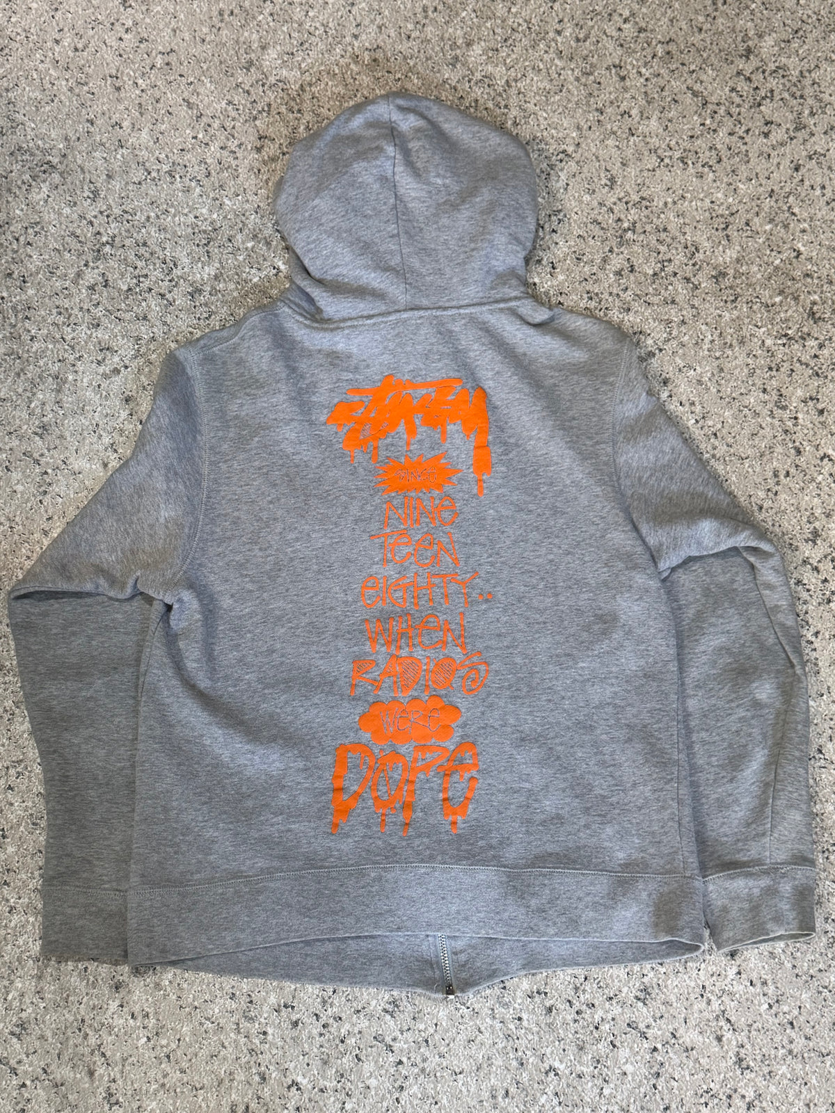 Stussy Nineteen Eighty Gray Zip Up Hoodie Size M