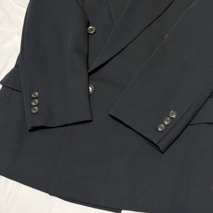 JUN MEN 80s/90s Black Wool Gabardine Tailored Jacket Size M