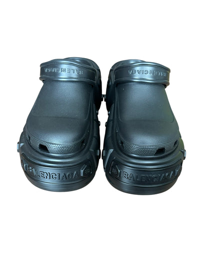 Balenciaga SS22 Black Metal Hard Crocs Size 42