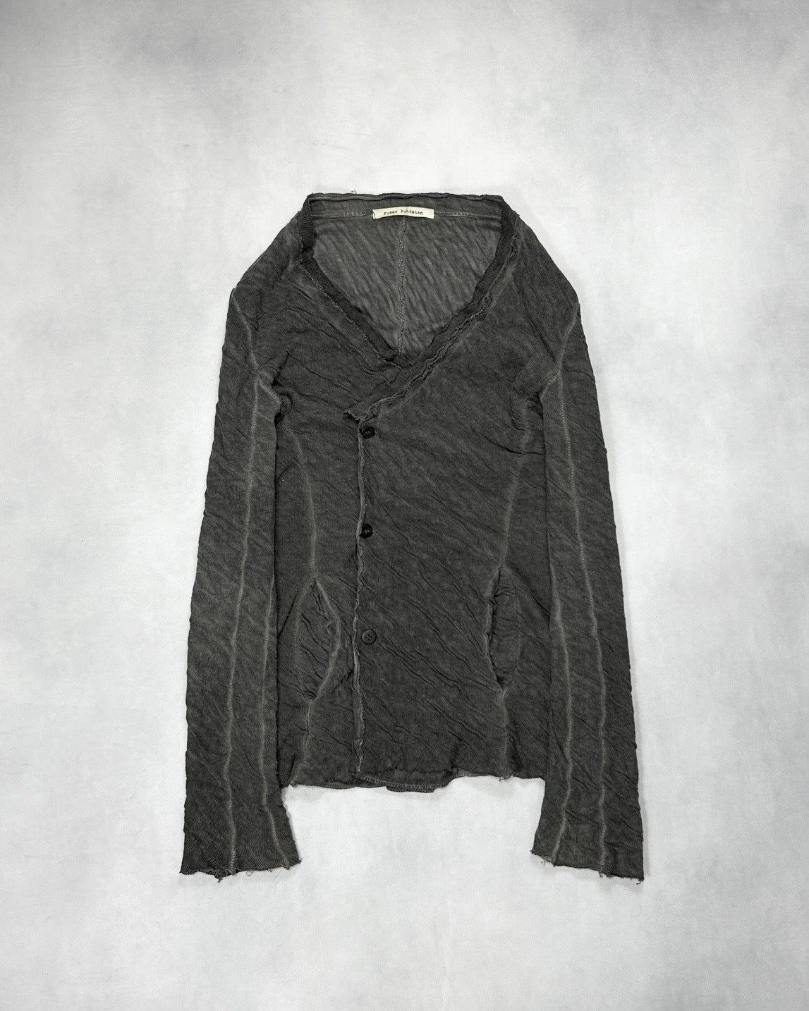 Poeme Bohemien Crinkled Cotton-Linen Cardigan (FW12) Size 46