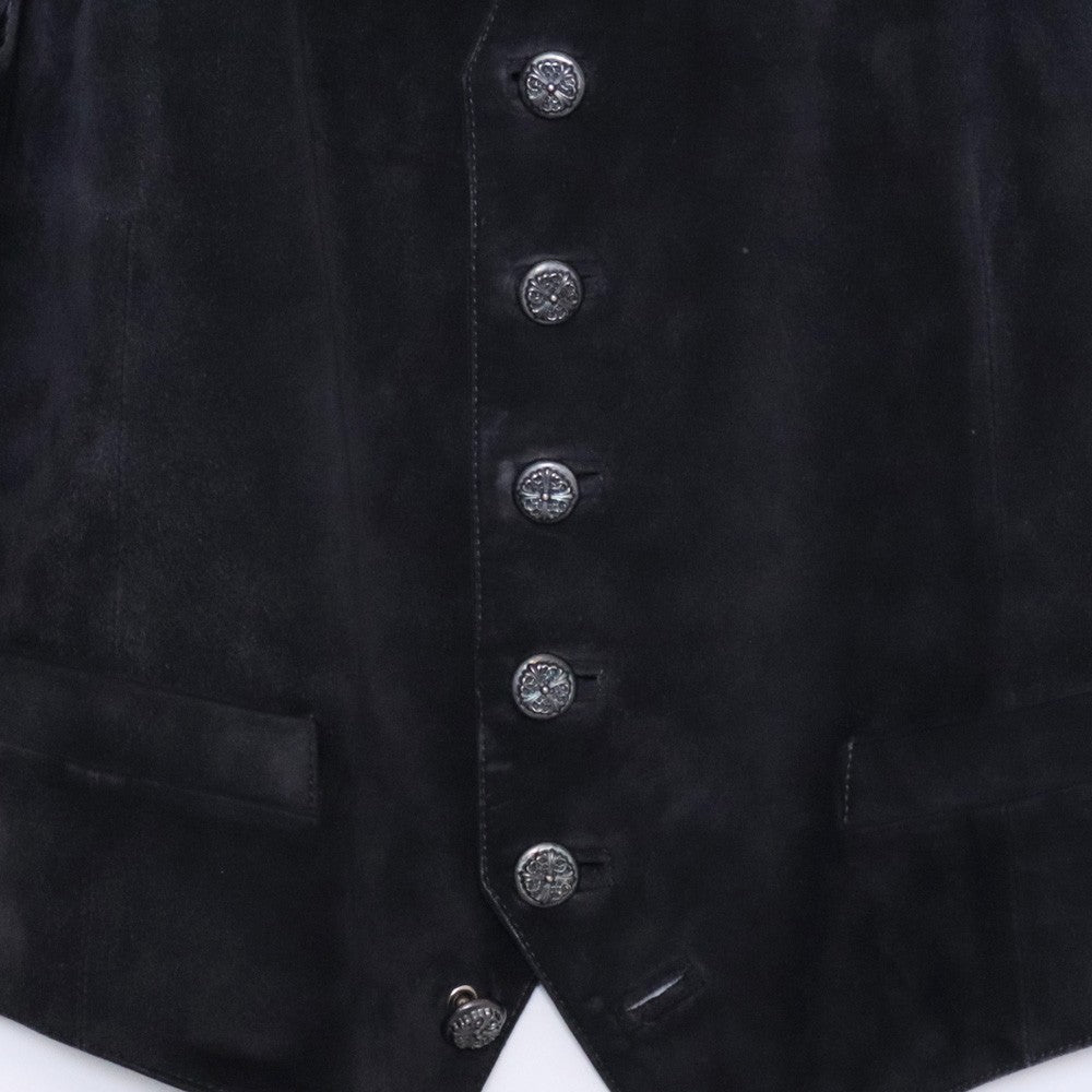 CHROME HEARTS OLD Floral Cross Suede Vest Black Size M