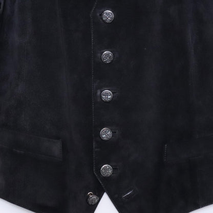 CHROME HEARTS OLD Floral Cross Suede Vest Black Size M